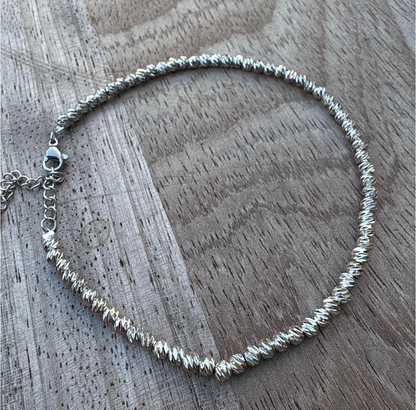 Stainless Steel Beaded Anklet | Silver Ankle Bracelet for Women, Minimalist Jewelry