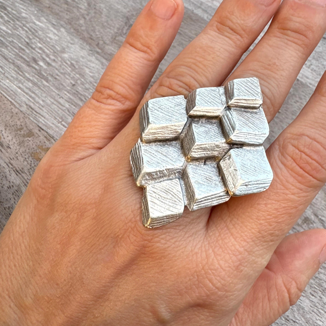 Bold Geometric 3D Ring | Modern Statement Jewelry | Handmade Art Ring