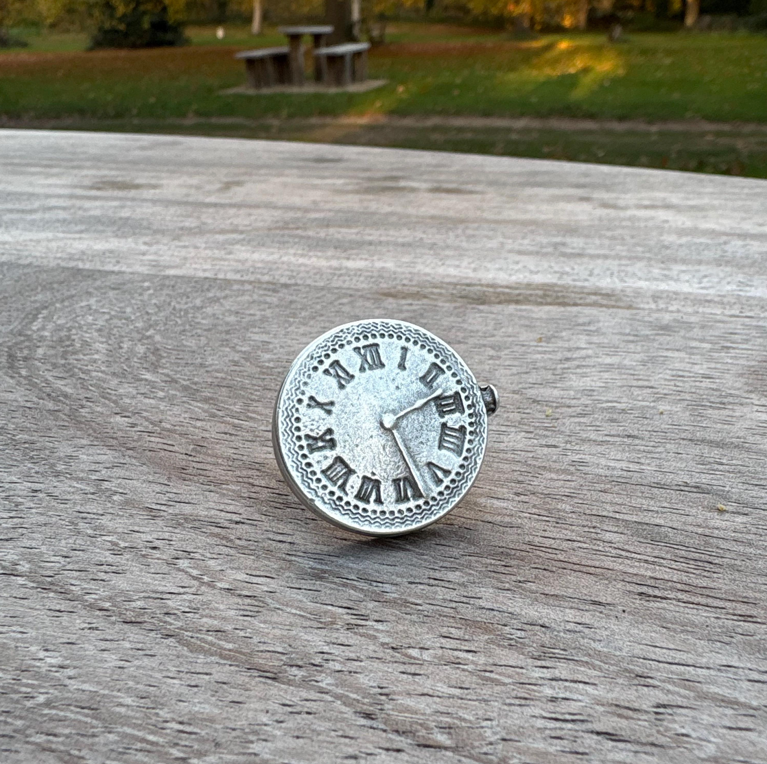 Roman Numeral Clock Face Ring | Adjustable Brass Ring | Vintage Boho Minimalist Jewelry for Women