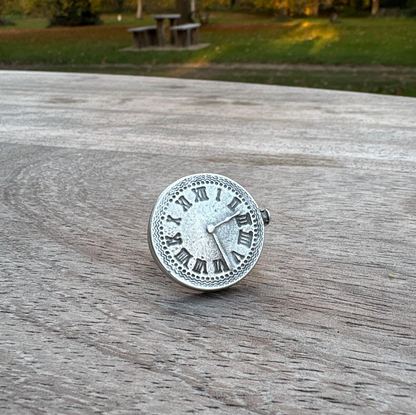 Roman Numeral Clock Face Ring | Adjustable Brass Ring | Vintage Boho Minimalist Jewelry for Women