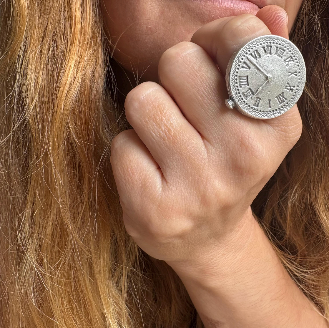 Roman Numeral Clock Face Ring | Adjustable Brass Ring | Vintage Boho Minimalist Jewelry for Women
