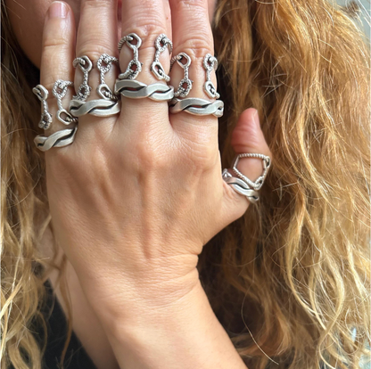 Adjustable Knotted Loop Ring — Brass Rope Open Band — Boho Artisan Vintage-Inspired Textured Statement Ring
