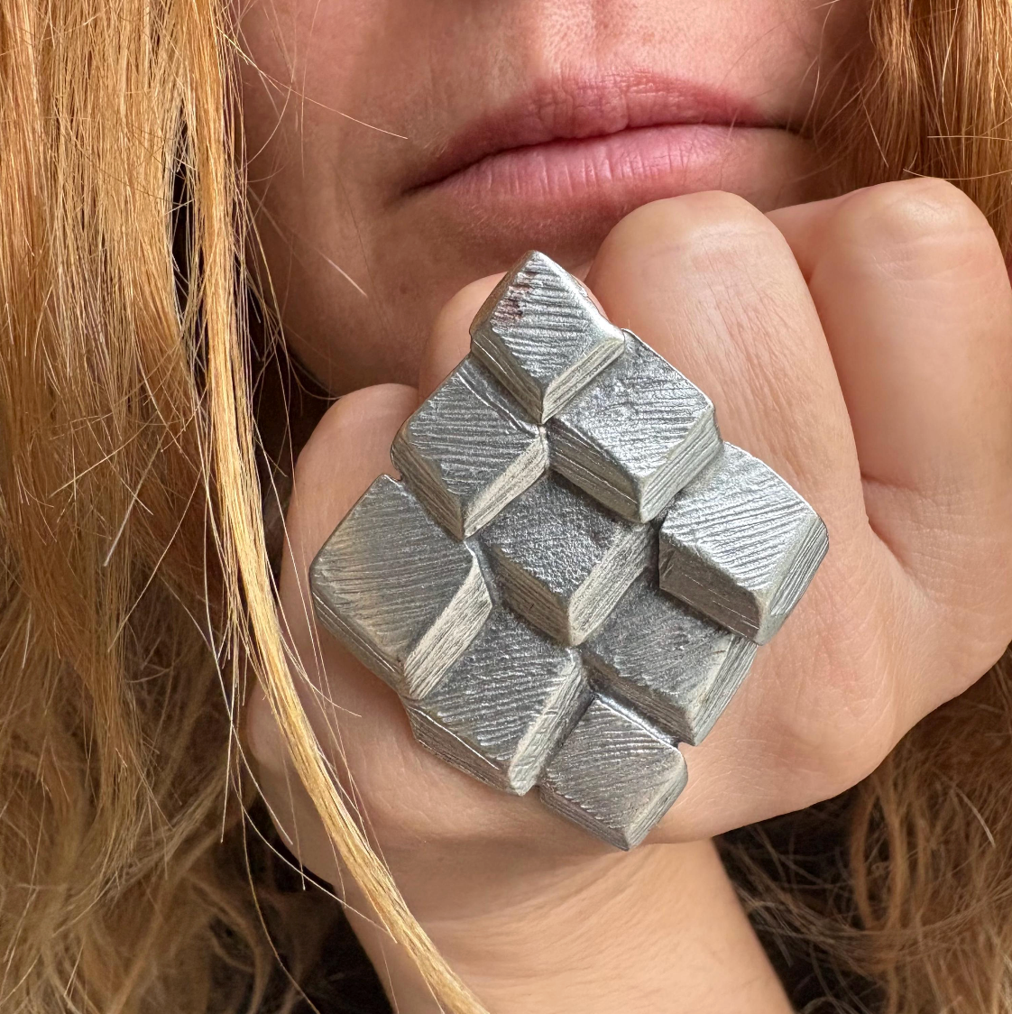 Bold Geometric 3D Ring | Modern Statement Jewelry | Handmade Art Ring