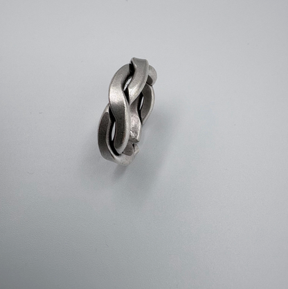 Silver-Plated Brass Twist Ring • Adjustable Open Band, Geometric Jewelry